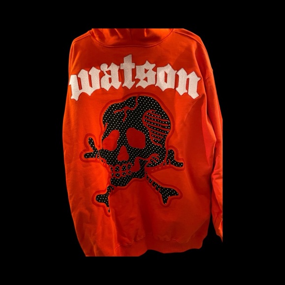 Watson Vibrant Red Skull Graphic Hoodie - Picture 3 of 7